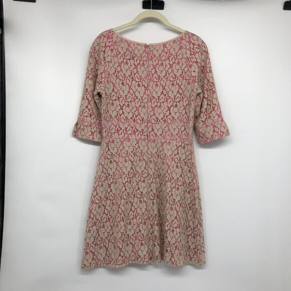 Guess By Marciano Pink Floral Lace Overlay Fit & Flare Date Night Dress 6 - Picture 2 of 16